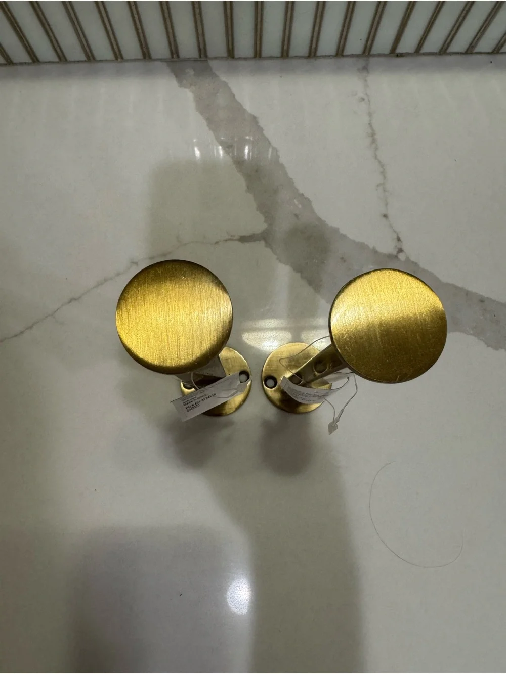 NWT Crate and Barrel Brass Riggs Dot Wall Shelf Bracket Set